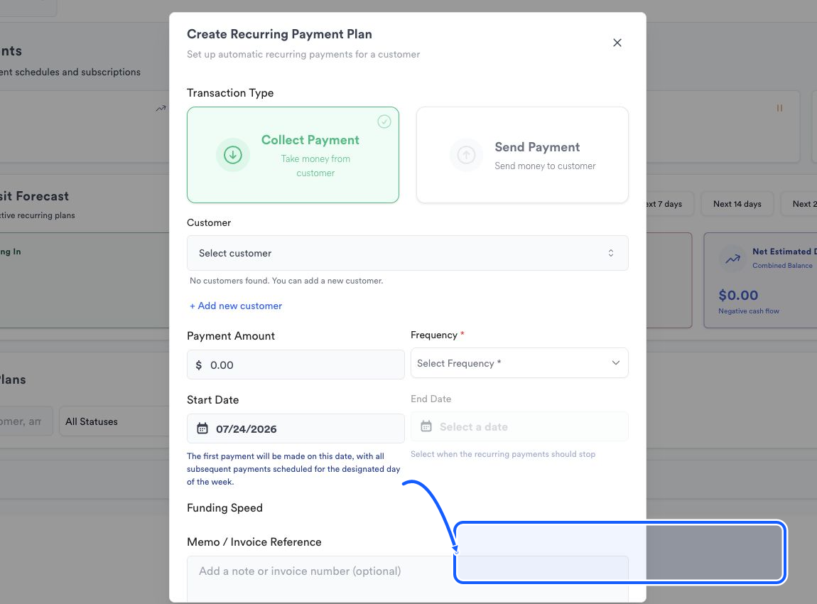 Quickvee Pay screen showing how to review and create