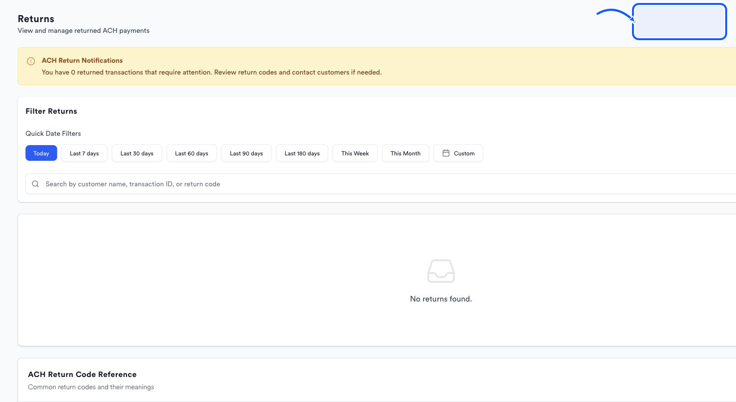 Quickvee Pay screen showing how to export the current report