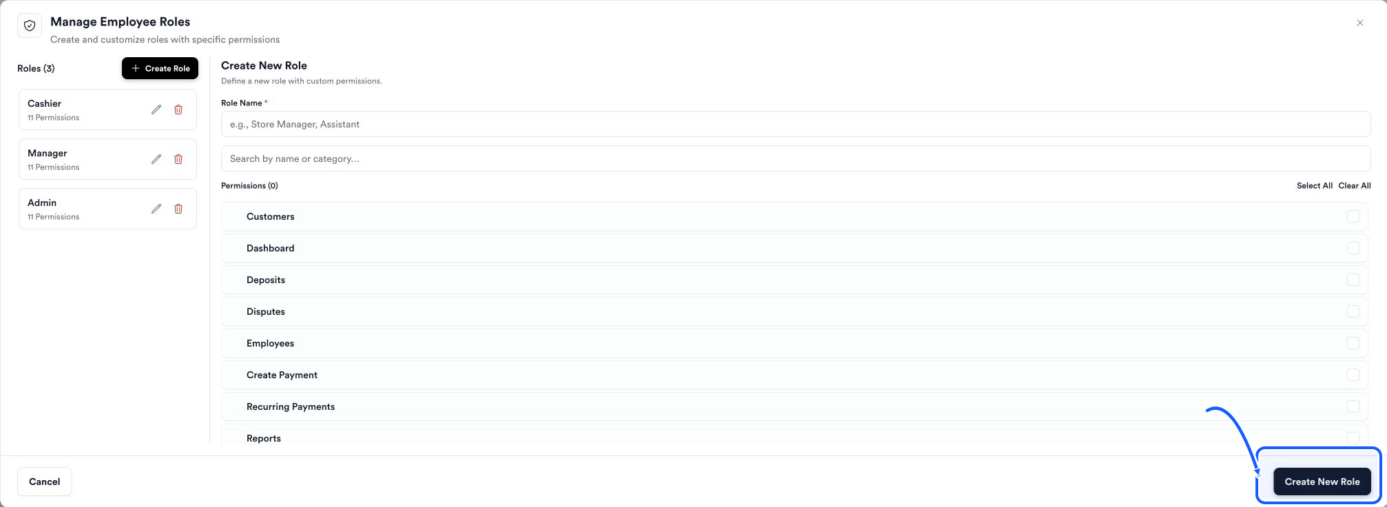 Quickvee Pay screen showing how to review and create