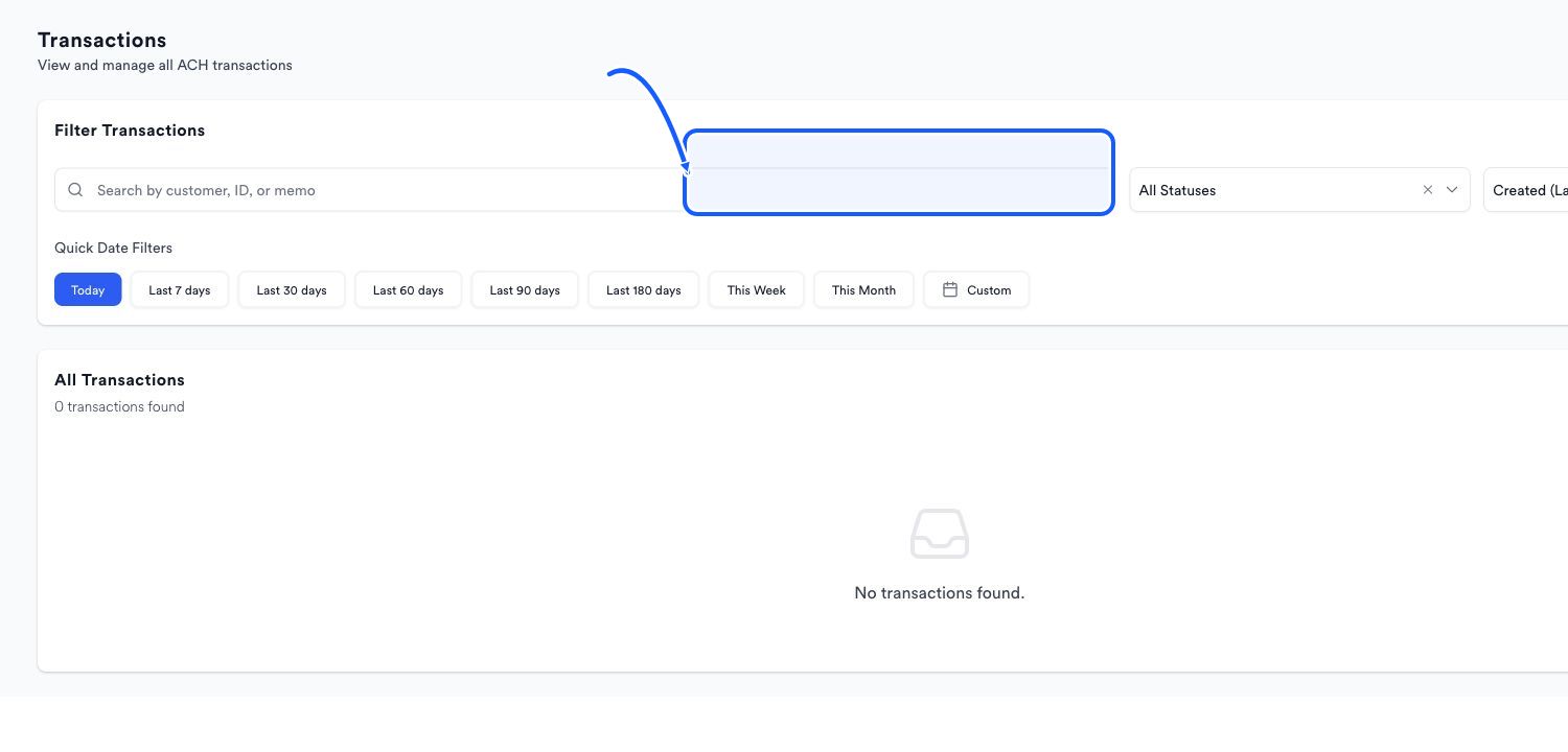 Quickvee Pay screen showing how to apply status and sort